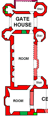 Plan of south-west corner